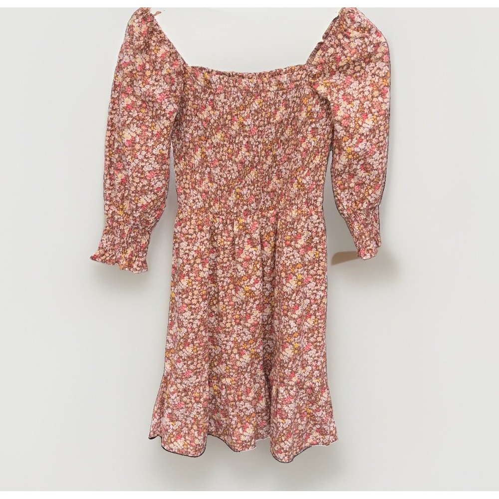 Sim & Sam 100% Cotton Smocked Women's XS Boho Cottagecore Floral Ruffle Dress